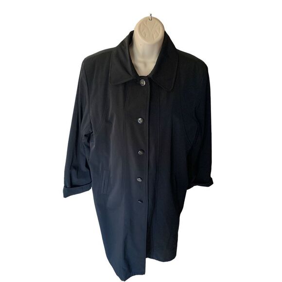 Regent Park Sz 16 Black Trench Coat Fall Winter - Picture 1 of 12